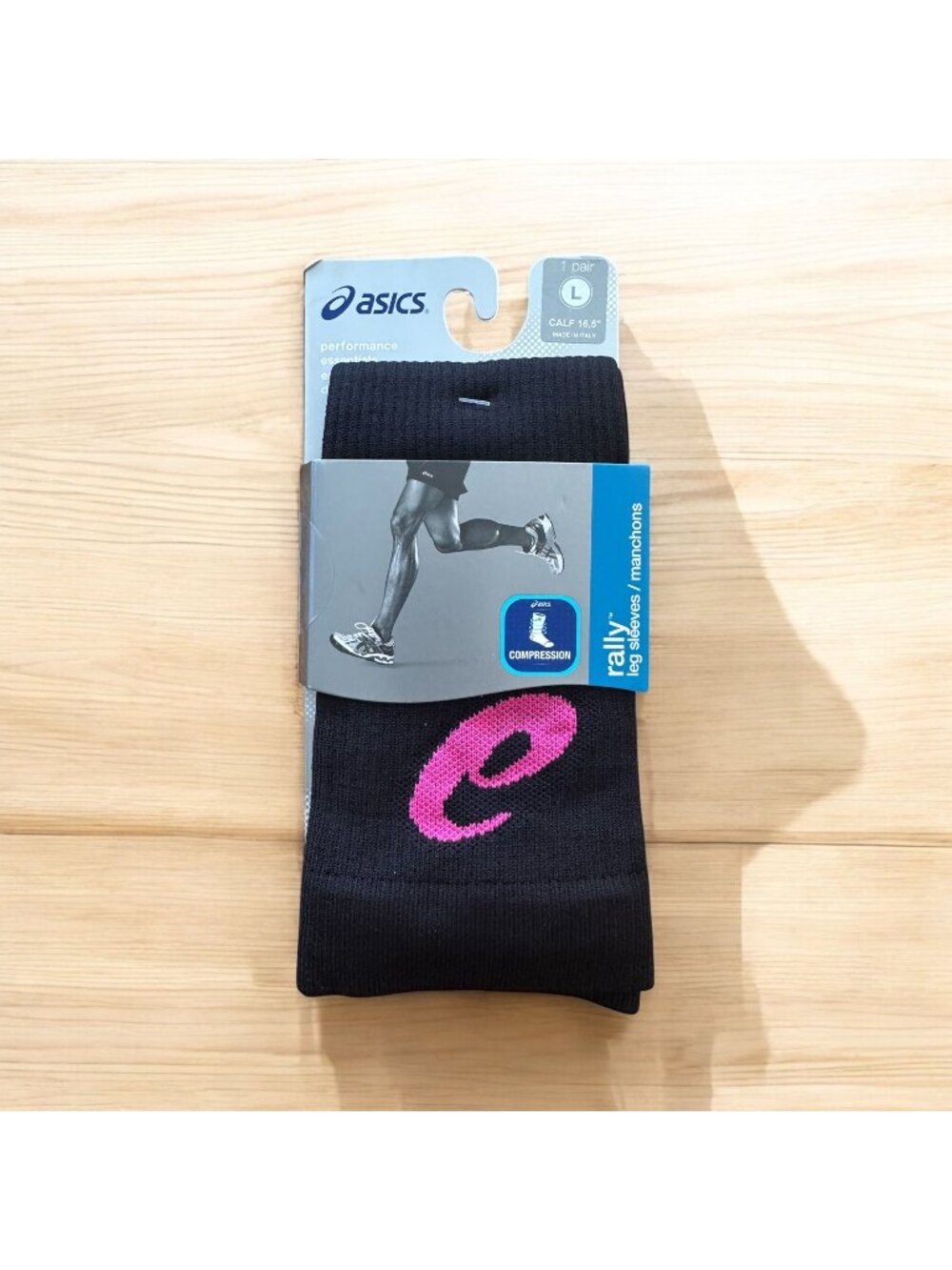 ASICS Unisex Black Pink Rally Leg Sleeves Size Large NEW NWT